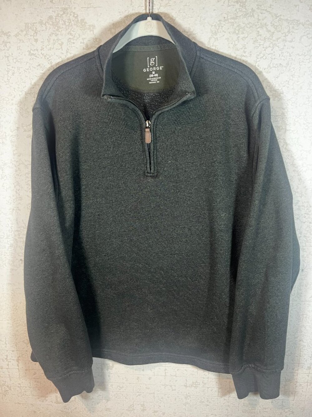 George Gray Quarter Zip Dark Grey Pullover Fleece Sweater Mock Neck Medium